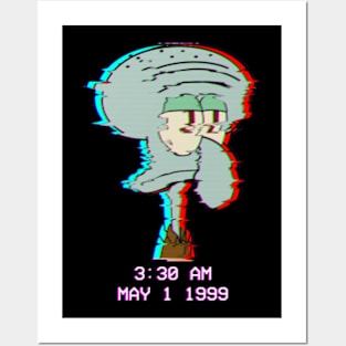 Sad Squidward Glitch Posters and Art